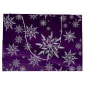 Sparkly Silver Snowflakes op Paars Groot Cadeauzakje (Achterkant)