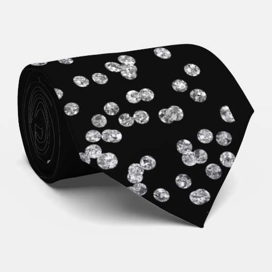 Sparkly Silver Sparkles Stropdas (Opgerold)