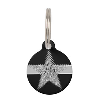 Sparkly Silver Star Huisdierpenning