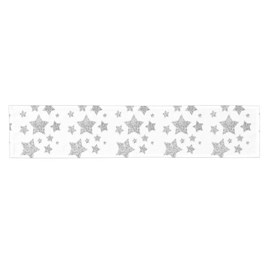 Sparkly Silver Stars Kerst feestdagen Korte Tafelloper (Horizontaal)