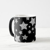 Sparkly Silver Stars Kerst feestdagen Magische Mok (Voorkant links)
