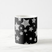 Sparkly Silver Stars Kerst feestdagen Magische Mok (Center)