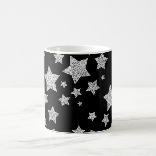 Sparkly Silver Stars Kerst feestdagen Magische Mok (Center)