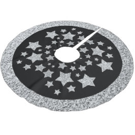 Sparkly Silver Stars Kerst feestdagen op zwart Kerstboom Rok