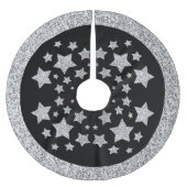 Sparkly Silver Stars Kerst feestdagen op zwart Kerstboom Rok (Voorkant)