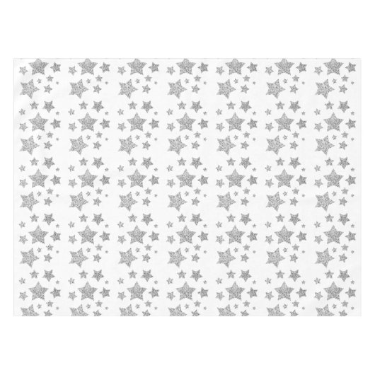 Sparkly Silver Stars Kerst feestdagen Tafelkleed (Voorkant (Horizontaal))