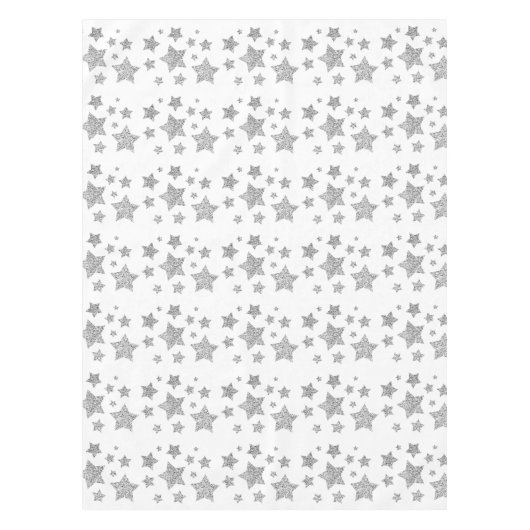 Sparkly Silver Stars Kerst feestdagen Tafelkleed (Voorkant)