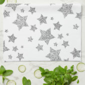 Sparkly Silver Stars Kerst feestdagen Theedoek (Gevouwen)