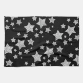Sparkly Silver Stars Kerst feestdagen Theedoek (Horizontaal)