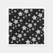 Sparkly Silver Stars Kerst feestdagen zwart Servet (Voorkant)