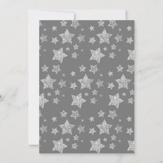 Sparkly Silver Stars Kerstfeest grijs Kaart (Achterkant)