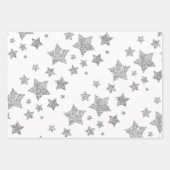 Sparkly Silver Stars kerstpatroon op wit Inpakpapier Vel (Voorkant)