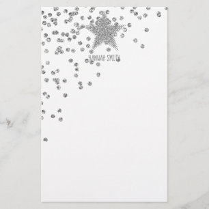 Sparkly Silver Stars persoonlijk Briefpapier