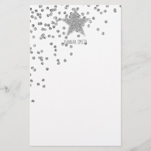 Sparkly Silver Stars persoonlijk Briefpapier (Voorkant)