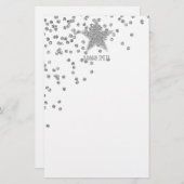 Sparkly Silver Stars persoonlijk Briefpapier (Voorkant / Achterkant)