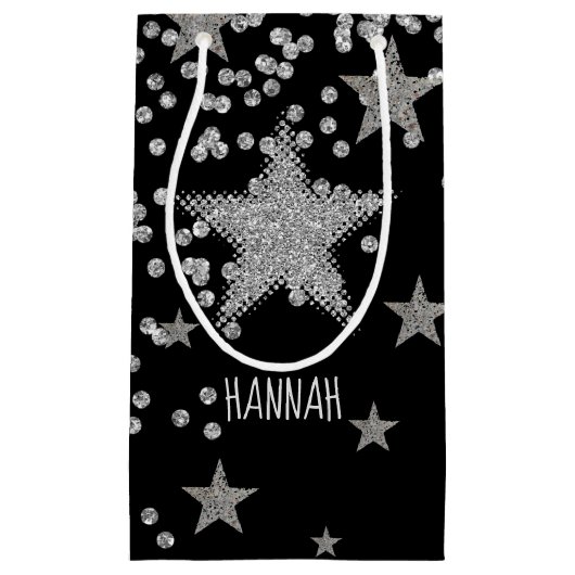 Sparkly Silver Stars persoonlijk Klein Cadeauzakje (Voorkant)