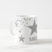 Sparkly Silver Stars persoonlijk Koffiemok (Voorkant links)