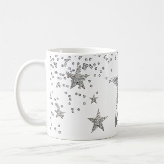Sparkly Silver Stars persoonlijk Koffiemok (Links)