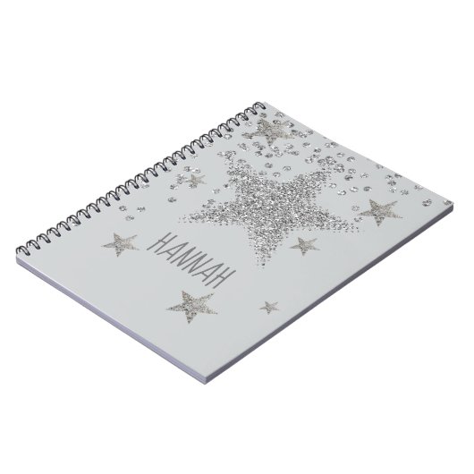 Sparkly Silver Stars persoonlijk Notitieboek (Linkerzijde)