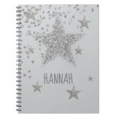 Sparkly Silver Stars persoonlijk Notitieboek (Voorkant)