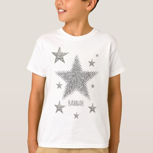 Sparkly Silver Stars persoonlijk T-shirt (Voorkant)