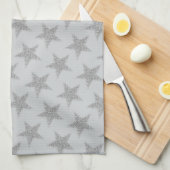 Sparkly Silver Stars Theedoek (Quarter Fold)