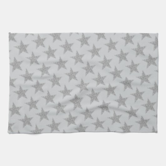 Sparkly Silver Stars Theedoek (Horizontaal)