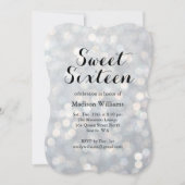 Sparkly Silver Sweet 16 Birthday Invitation Kaart (Voorkant)