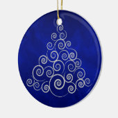 Sparkly Silver Swirl Holiday Tree Keramisch Ornament (Links)
