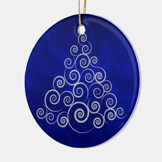 Sparkly Silver Swirl Holiday Tree Keramisch Ornament (Links)