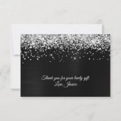 Sparkly Silvery Glitter Black Satin Ombre Folie Bedankkaart (Achterkant)