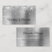Sparkly Silvery Glitter Silver Satin Ombre Folie Visitekaartje (Voorkant / Achterkant)