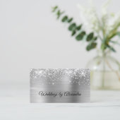 Sparkly Silvery Glitter Silver Satin Ombre Folie Visitekaartje (Staand voorkant)