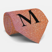 Sparkly Sinaasappel Roze Glitter Monogram Naam Gif Stropdas (Opgerold)