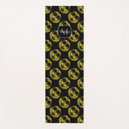 Sparkly Smileys Yellow Gold sparkles Monogram Yogamat (Voorkant)