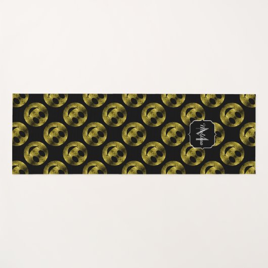 Sparkly Smileys Yellow Gold sparkles Monogram Yogamat (Voorkant (horizontaal))