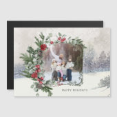 Sparkly Sneeuw Scène Winter Bloemen Foto (Voorkant / Achterkant)