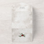 Sparkly Sneeuw Scène Winter Bloemen Foto All In One Uitnodiging (Buitenkant)