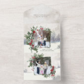 Sparkly Sneeuw Scène Winter Bloemen Foto All In One Uitnodiging (Binnen)