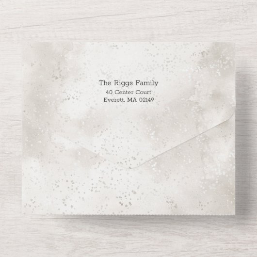 Sparkly Sneeuw Scène Winter Bloemen Foto All In One Uitnodiging (Achterkant)