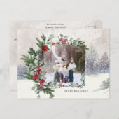 Sparkly Sneeuw Scène Winter Bloemen Foto Briefkaart (Voorkant / Achterkant)