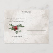 Sparkly Sneeuw Scène Winter Bloemen Foto Briefkaart (Achterkant)