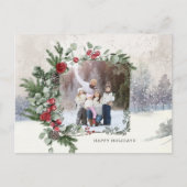 Sparkly Sneeuw Scène Winter Bloemen Foto Briefkaart (Voorkant)