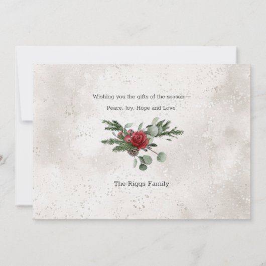 Sparkly Sneeuw Scène Winter Bloemen Foto Feestdagenkaart (Achterkant)