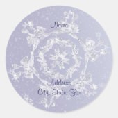 Sparkly Sneeuwvlok Adreslabel Ronde Sticker (Voorkant)
