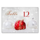 Sparkly Snow Christmas Baubles Tafelnummer Kaart (Achterkant)