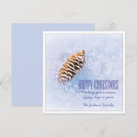 Sparkly Snow Pinecone Kerstmis Feestdagenkaart (Voorkant / Achterkant)