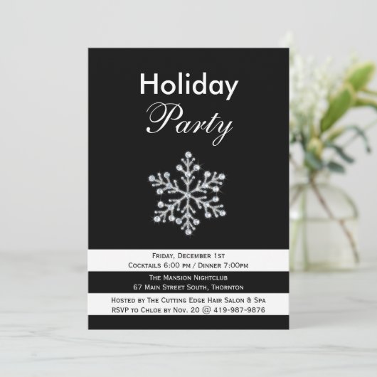 Sparkly Snowflake Corporate Holiday Party nodigt u Kaart (Staand voorkant)