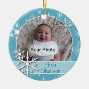 Sparkly Snowflakes Foto kerstversiering Keramisch Ornament