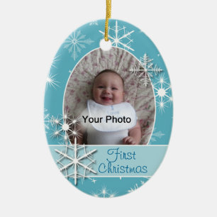 Sparkly Snowflakes Foto kerstversiering Keramisch Ornament